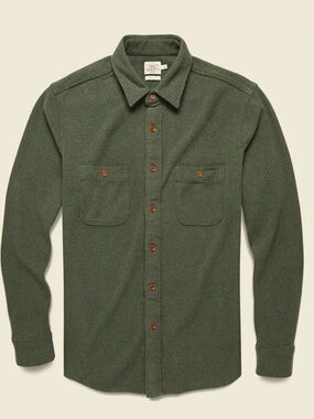 NWT Faherty Knit Alpine Shirt in Olive Heather Size XL Tall